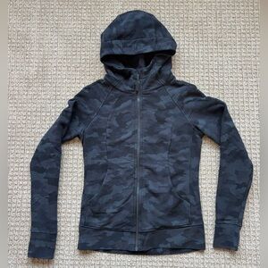 Lululemon Athletica gray and black camouflage scuba full zip hoodie
